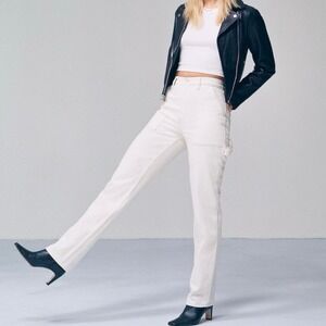 New Abercrombie‎ & Fitch White 90's Straight Ultra High Rise Carpenter Jeans 8
